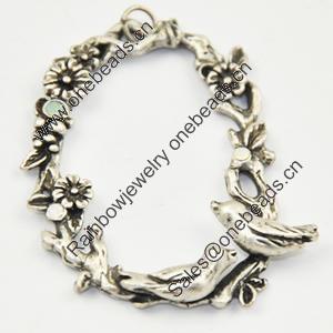 Zinc Alloy Charm/Pendant with Crystal, Lead-free, 45x36mm, Sold by PC