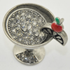 Zinc Alloy Charm/Pendant with Crystal, Lead-free, Cap 33x27mm, Sold by PC