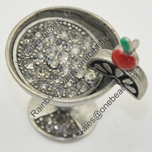 Zinc Alloy Charm/Pendant with Crystal, Lead-free, Cap 33x27mm, Sold by PC