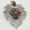 Zinc Alloy Charm/Pendant with Crystal, Lead-free, Leaf 82x57mm, Sold by PC