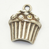 Zinc Alloy Charm/Pendant with Crystal, Lead-free, Ice cream 20x15mm, Sold by PC