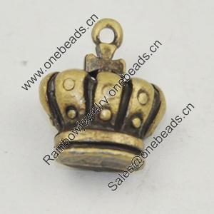 Pendant, Zinc Alloy Jewelry Findings, Lead-free, Crown  13x11mm, Sold by Bag