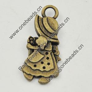 Pendant, Zinc Alloy Jewelry Findings, Lead-free, Girl 28x10mm, Sold by Bag