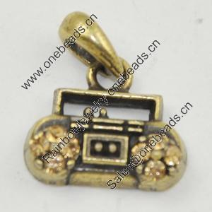 Zinc Alloy Charm/Pendant with Crystal, Lead-free, Chair 20x8mm, Sold by PC