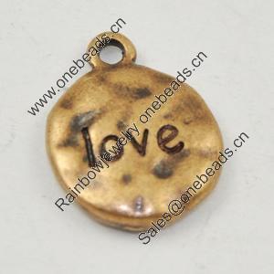 Pendant, Zinc Alloy Jewelry Findings, Lead-free, Flat Round 13x16mm, Sold by Bag