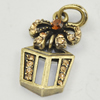 Zinc Alloy Charm/Pendant with Crystal, Lead-free, 21x13mm, Sold by PC