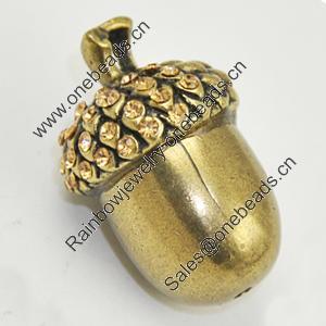 Zinc Alloy Charm/Pendant with Crystal, Lead-free, Fruit 30x19mm, Sold by PC