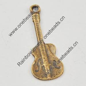 Pendant, Zinc Alloy Jewelry Findings, Lead-free, Guitar 26x10mm, Sold by Bag