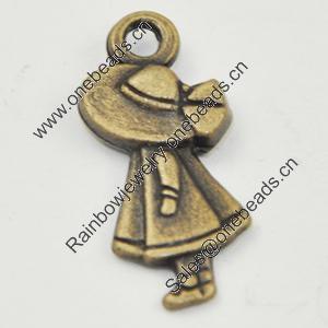 Pendant, Zinc Alloy Jewelry Findings, Lead-free, Girl 28x13mm, Sold by Bag