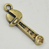 Zinc Alloy Charm/Pendant with Crystal, Lead-free, Gear 20x7mm, Sold by Bag