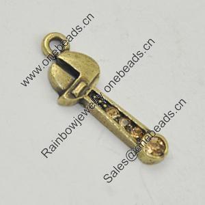 Zinc Alloy Charm/Pendant with Crystal, Lead-free, Gear 20x7mm, Sold by Bag