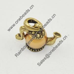 Pendant, Zinc Alloy Jewelry Findings, Lead-free, Teapot 13x14mm, Sold by PC