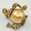 Zinc Alloy Charm/Pendant with Crystal, Lead-free, Teapot 21x19mm, Sold by PC