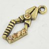 Zinc Alloy Charm/Pendant with Crystal, Lead-free, Tool 20x8mm, Sold by Bag