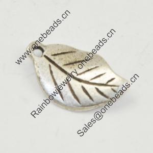 Pendant, Zinc Alloy Jewelry Findings, Lead-free, Leaf 18x11mm, Sold by Bag