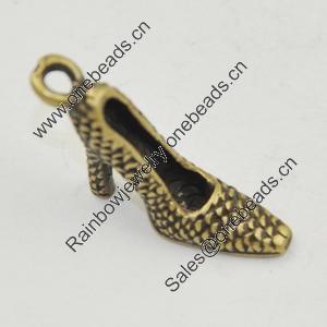 Pendant, Zinc Alloy Jewelry Findings, Lead-free, Shoes 24x11mm, Sold by Bag