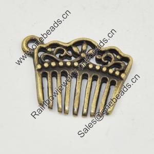 Pendant, Zinc Alloy Jewelry Findings, Lead-free, Comb 15x20mm, Sold by Bag