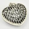 Hollow Bali Pendant, Zinc Alloy Jewelry Findings, Lead-free, Heart 34x35mm, Sold by PC