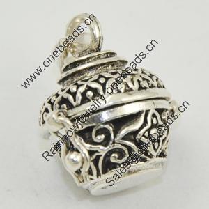 Hollow Bali Pendant, Zinc Alloy Jewelry Findings, Lead-free," Can be opened " 21x19mm, Sold by PC