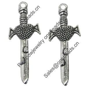 Pendant/Charm, Zinc Alloy Jewelry Findings, Lead-free, Cross 12x35mm, Sold by Bag