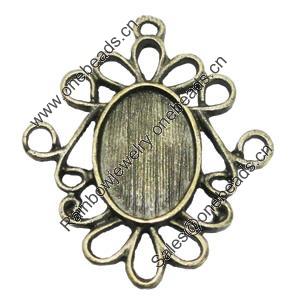 Zinc Alloy Pendant settings, Lead-free, Outside diameter:27x32mm, Interior diameter:10x15mm, Sold by bag