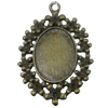 Zinc Alloy Pendant settings, Lead-free, Outside diameter:31x48mm, Interior diameter:17x24mm, Sold by PC