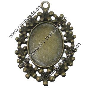 Zinc Alloy Pendant settings, Lead-free, Outside diameter:31x48mm, Interior diameter:17x24mm, Sold by PC