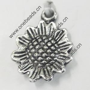 Pendant/Charm, Zinc Alloy Jewelry Findings, Lead-free, Flower 12mm, Sold by Bag