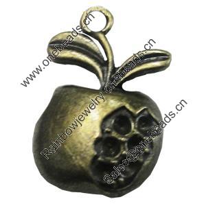 Pendant/Charm, Zinc Alloy Jewelry Findings, Lead-free, Fruit 13x20mm, Sold by Bag