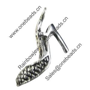 Pendant/Charm, Zinc Alloy Jewelry Findings, Lead-free, Shoes 13x26mm, Sold by Bag
