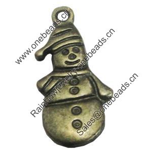 Pendant/Charm, Zinc Alloy Jewelry Findings, Lead-free, Snow man 12x25mm, Sold by Bag