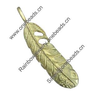 Pendant/Charm, Zinc Alloy Jewelry Findings, Lead-free, Leaf 11x53mm, Sold by PC