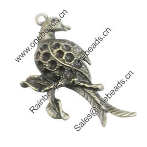 Pendant/Charm, Zinc Alloy Jewelry Findings, Lead-free, Animal 23x48mm, Sold by Bag