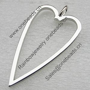 Zinc alloy Jewelry Pendant/Charm, silve color Nickel-free & Lead-free A Grade 36x65mm, Sold by PC ( Stock:378pcs )