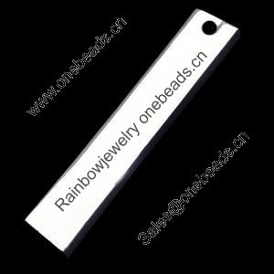 Zinc Alloy Tag, silver color, Nickel-free and Lead-free, 30x7mm Hole:2mm, Sold by PC 