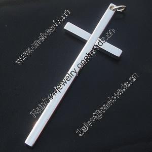 Zinc Alloy Pendant, Nickel-free & Lead-free, Cross, silver color, 29x75mm, Sold by PC ( stock:794pcs )