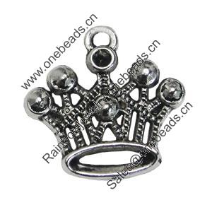 Pendant/Charm, Zinc Alloy Jewelry Findings, Lead-free, Crown 17x17mm, Sold by Bag