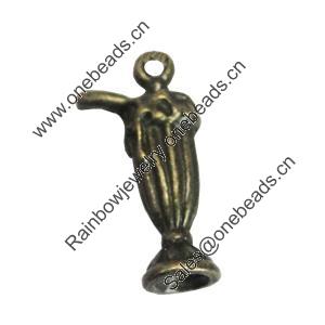 Pendant/Charm, Zinc Alloy Jewelry Findings, Lead-free, 11x22mm, Sold by Bag