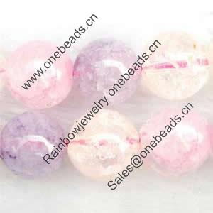 Natural crack crystal beads, Mix color, round, 18mm, Sold per 16-inch Strand