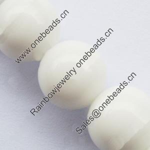 Gemstone beads, white stone, round, 16mm, Sold per 15-inch Strand 