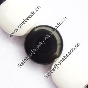 Gemstone beads, black & white stone, coin, 8mm, Sold per 14-inch Strand