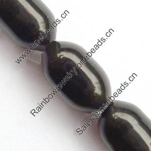 Gemstone beads, black stone, rice, 6x9mm, Sold per 15-16 inch Strand 