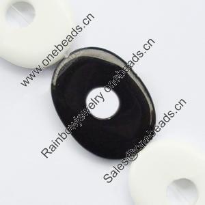 Gemstone beads, black & white stone, oval, 30x40x5mm, Sold per 15-16 inch Strand