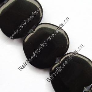 Gemstone beads, black & white stone, apple, 18x20x5mm, Sold per 14-inch Strand 