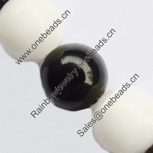 Gemstone beads, black & white stone, round, 14mm, Sold per 15-inch Strand 