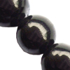 Gemstone beads, black stone, round, 16mm, sold per 15-inch strand 