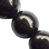 Gemstone beads, black stone, round, 14mm, sold per 15-inch strand 