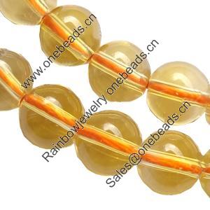 Gemstone beads, citrine, round, 10mm, Sold per 16-inch Strand 