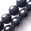 Gemstone beads, black amber, round, 8mm, Sold per 16-inch Strand 