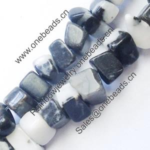 Gemstone beads, white and black stone, chips, A-grade, 6-9mm, Sold per 32-inch Strand 